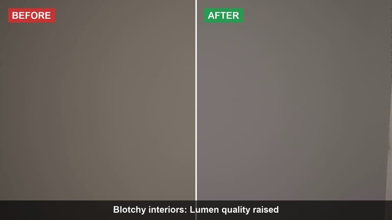 Scene Doctor: Blotchy interior, before / after